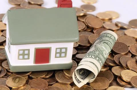 Gold money stack macro Stock Photos