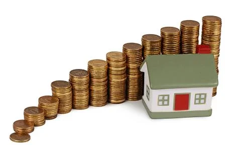 Gold money stack macro Stock Photos