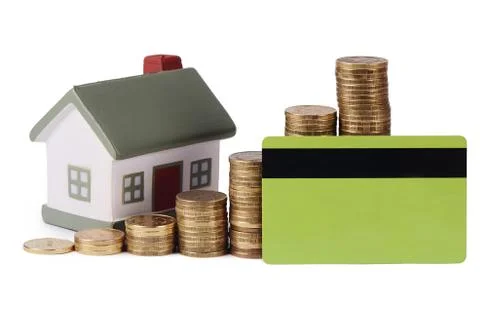 Gold money stack macro Foto stock