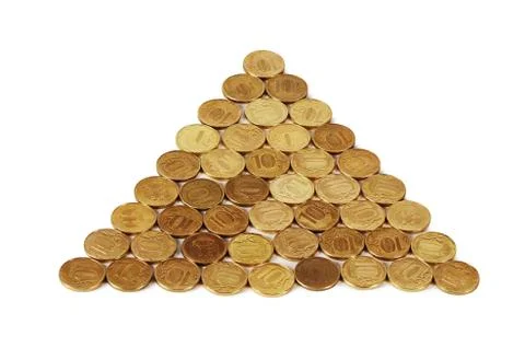 Gold money stack macro Stock Photos