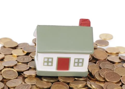 Gold money stack macro Stock Photos