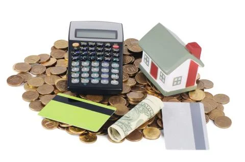 Gold money stack macro Stock Photos