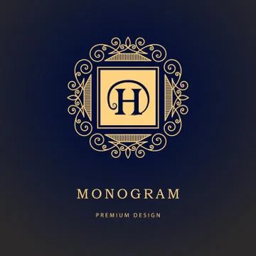 Gold Monogram logo. Abstract style Letter emblems H Stock-Illustration