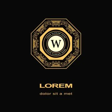 Gold Monogram logo. Abstract style Letter emblems W Stock-Illustration