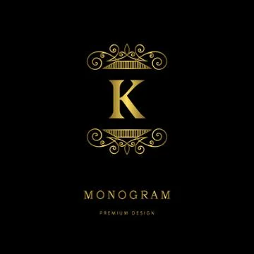 Gold Monogram logo. Abstract style Letter emblems K Stock-Illustration