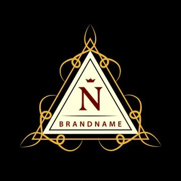 Gold Monogram logos. Abstract style Letter emblem N Stock-Illustration