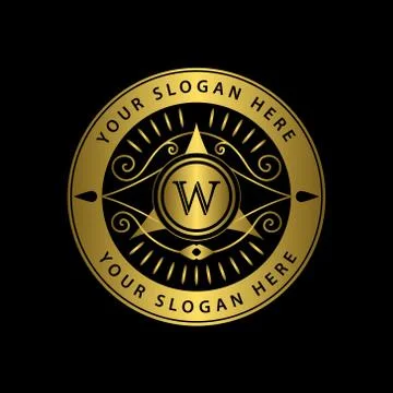 Gold Monogram logos. Abstract style Letter emblems W Stock-Illustration