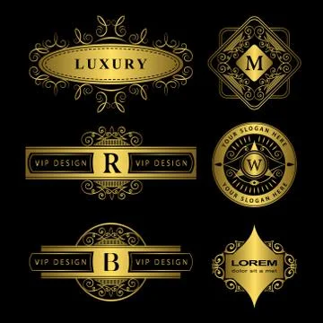 Gold Monogram logos. Abstract style Letter emblems Stock-Illustration
