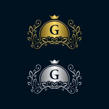 Gold Monogram logos. Abstract style Letter emblems G 스톡 일러스트