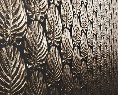 Gold Monstera Pattern Stock Illustration