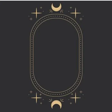 Gold moon with rays celestial tattoo or tarot astrology magic element, stars Ilustração Stock