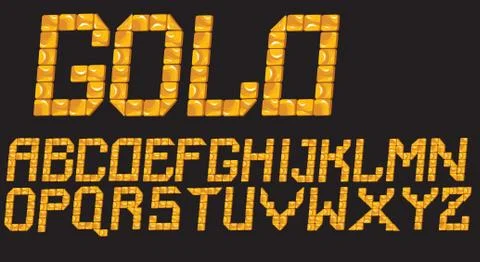Gold mosaic font Stock Illustration