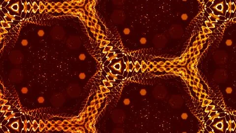 Gold motion design background with symmetrical pattern. Abstract sci-fi Illustrazione stock
