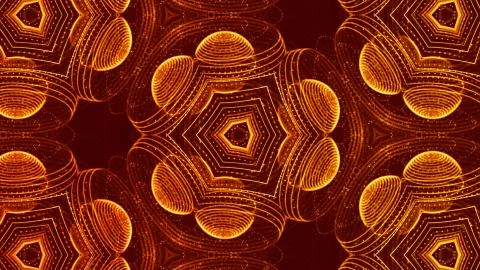 Gold motion design background with symmetrical pattern. Abstract sci-fi Illustrazione stock