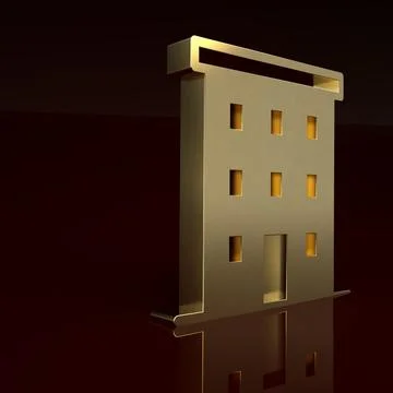 Gold Multi storey building icon isolated on brown background. Minimalism concept Ilustración de archivo