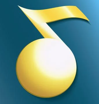 Gold musical notes on a blue background Stock Illustration