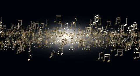 Gold Musical Notes Floating Stock Illustration