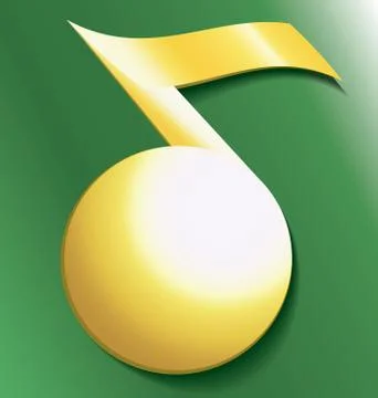 Gold musical notes on a green background Stock Illustration