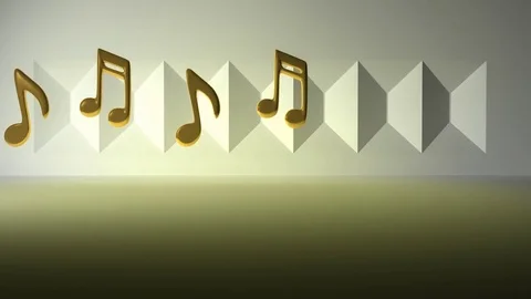 Gold musical notes jumping CG animation Stock Footage 83435619