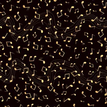 Gold musical notes seamless pattern Stock Illustration