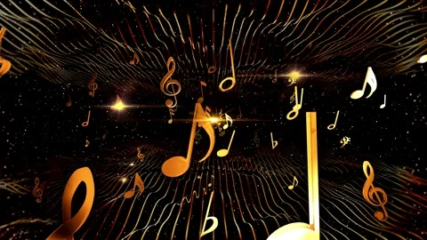 Gold Musical Waves Background Видео 344091026