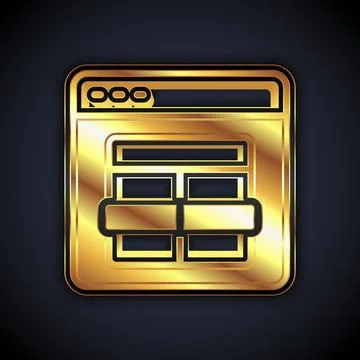 Gold MySQL code icon isolated on black background. HTML Code symbol for your web Illustration