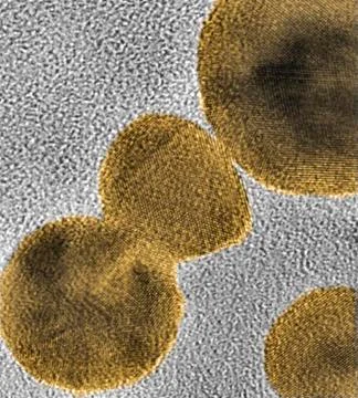 Gold nanoparticles, TEM Foto stock