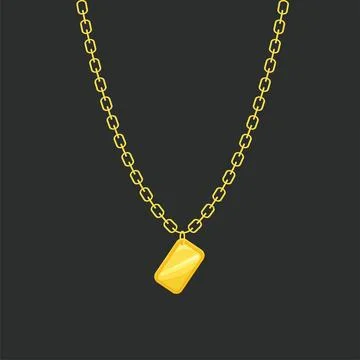 Gold necklace vector element design template,with fine gold in square shape.. Stock Illustration
