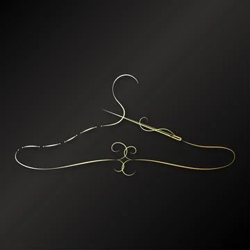 Gold needle and thread in the form of a hanger Stock Illustration