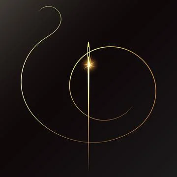Gold needle and thread silhouette Stock Illustration