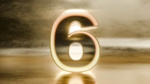 Gold Neon Glow Countdown White Yellow Ten to Zero Stock Footage 292999672