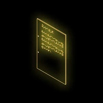 Gold neon notepad writing taking notes isometric view on black background Stock Illustration