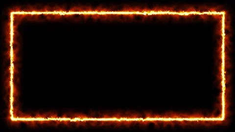 Gold neon rectangle frame with electric flickering effects. Video stock 336628300