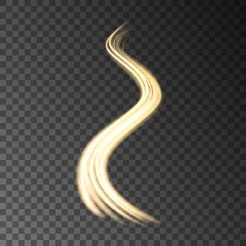 Gold  neon  wave light effect isolated on black transparent background. Illustrazione stock