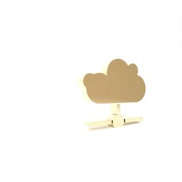 Gold Network cloud connection icon isolated on white background. Social techn イラスト素材