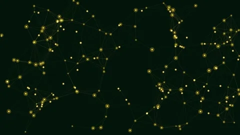 Gold Neural Network Plexus Background, Abstract Golden Connected Nodes and Lines Stock Footage 329903146