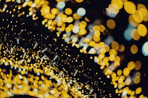 Gold new year Lights Abstract Bokeh Background Stock Photos