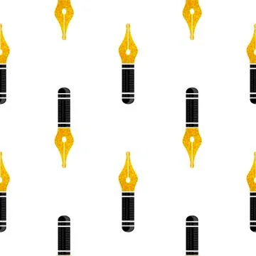 Gold Nib Icon Seamless Pattern. Fountain Logo Design Pattern. Stockillustratie