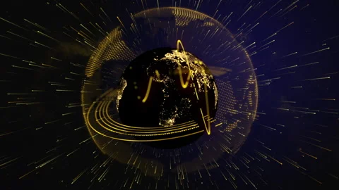 Gold Night Planet Stock Footage 155539420
