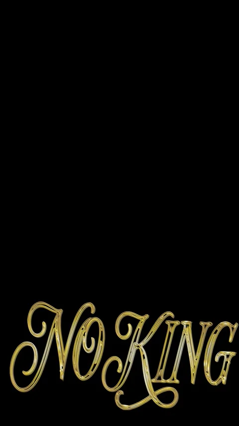 Gold No King Text Line Art with Crown on Black Background 스톡 동영상 331873840