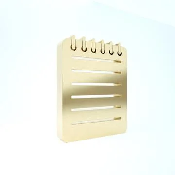 Gold Notebook icon isolated on white background. Spiral notepad icon. Writing Illustrazione stock