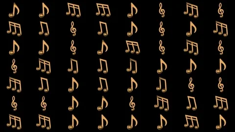 Gold notes in a continuous layer. musical background. seamless loop. Stock Footage 84290616