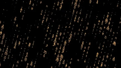 Gold notes form strings. elegant screensaver. musical background. seamless loop. Stock Footage 84290807