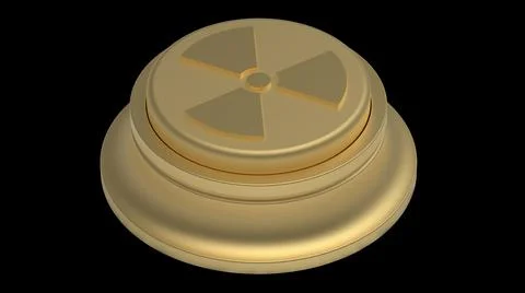 Gold nuclear button isolated 3d illustration golden render 스톡 일러스트