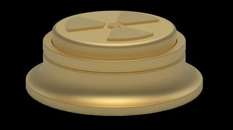 Gold nuclear button isolated 3d illustration golden render 스톡 일러스트