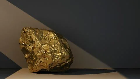 Gold nugget on black background Stock Illustration