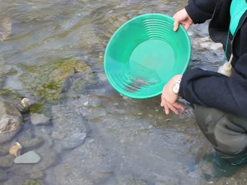 Gold Nugget mining from the River Stock Footage 46317857