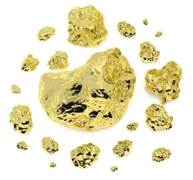 Gold nuggets on white background 스톡 일러스트