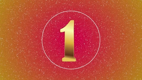 Gold Number 1 with Animated Ring on Glittery Red and Orange Background Stock Footage 345962856