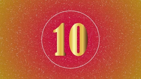 Gold Number 10 with Animated Circle Ring on Glittery Red Background Stock Footage 346116737